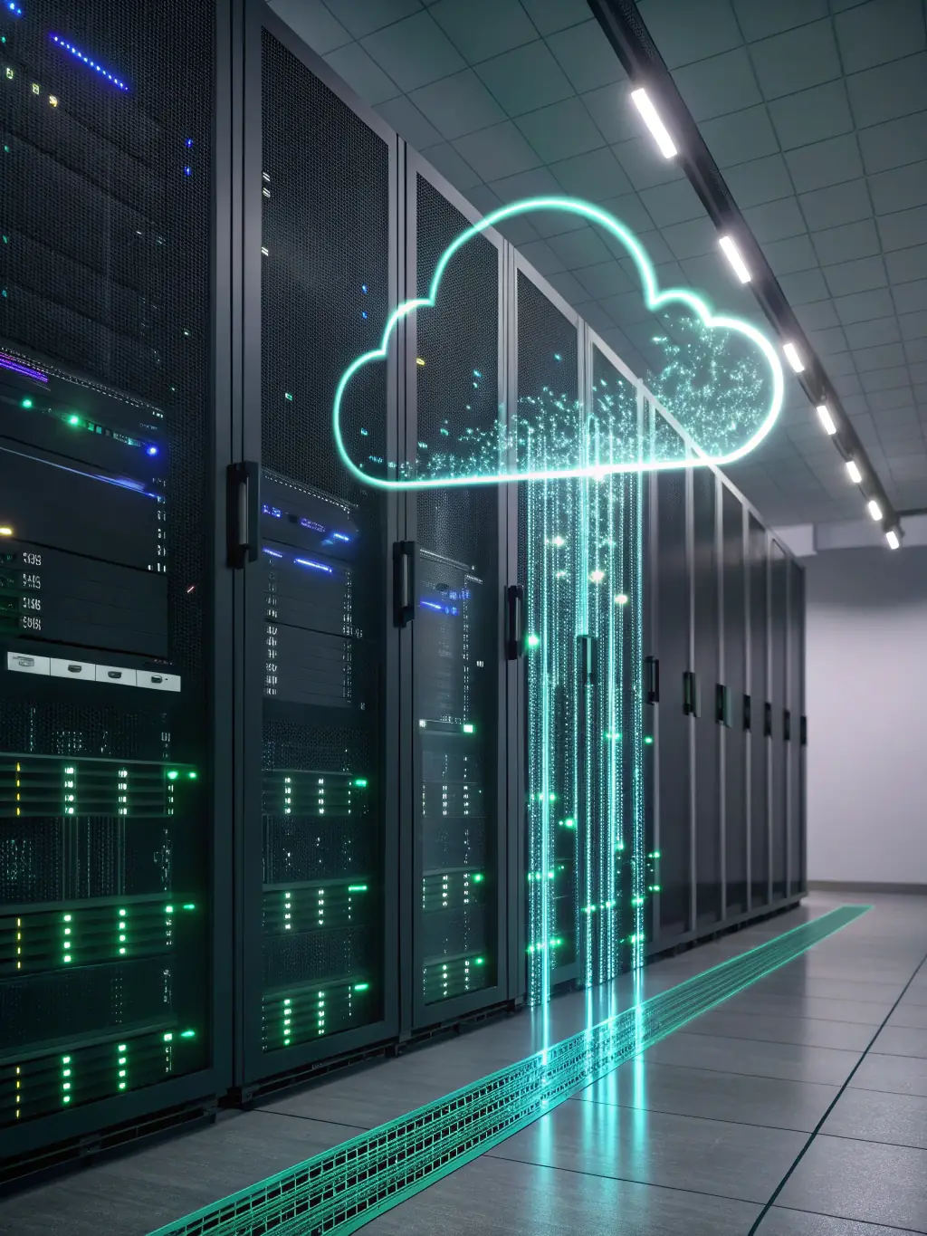 A depiction of a cloud-based data analytics platform, showing scalability and accessibility, implemented with TechKnowledge Canada's expertise.