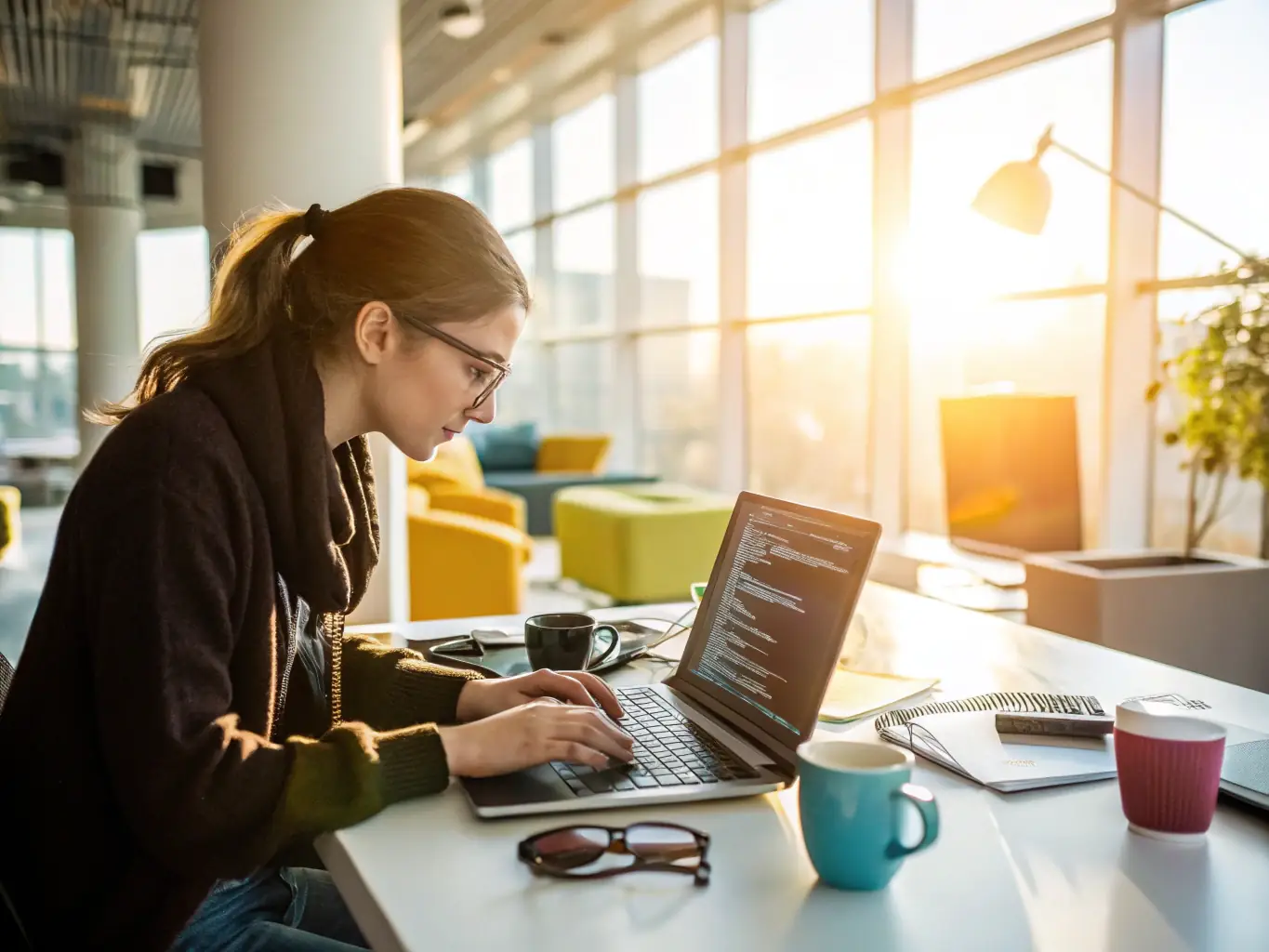 A developer coding an application interface, illustrating TechKnowledge Canada's capabilities in application development.
